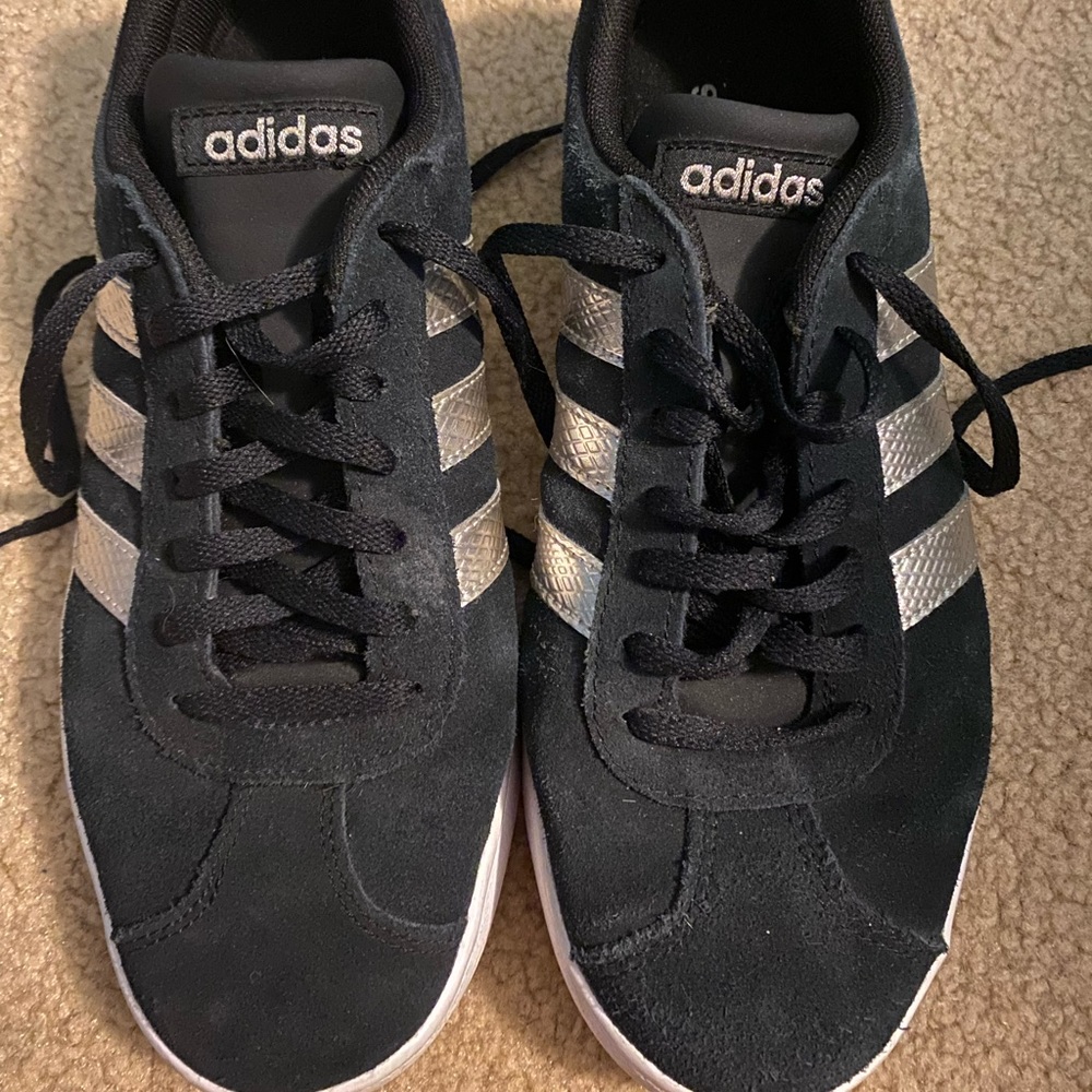 Adidas Black and Gold Sneakers Womens Size 8